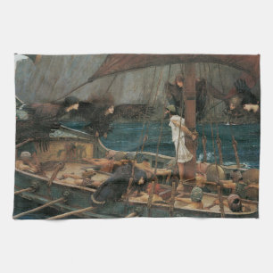 Ulysses and the Sirens by John William Waterhouse Tea Towel