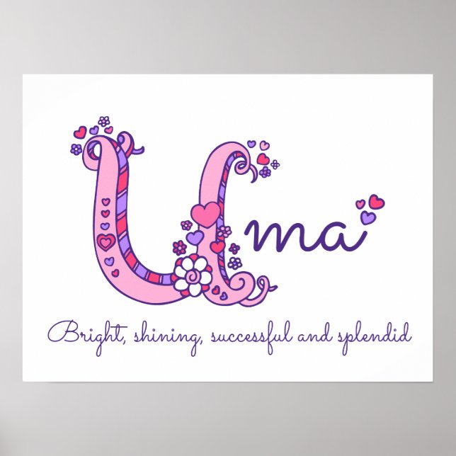 Uma initial doodle art name meaning poster (Front)