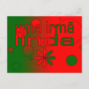 Uma Irmã Linda Portugal Flag Colours Pop Art Postcard