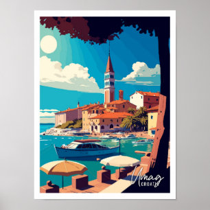 Umag Croatia Art Vintage Travel Illustration Poster