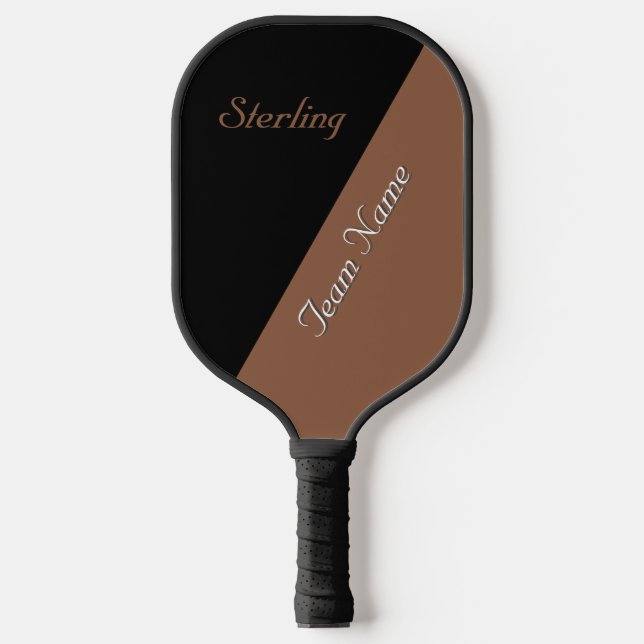 Umber Brown and Black with Two Text Areas Pickleball Paddle (Front)