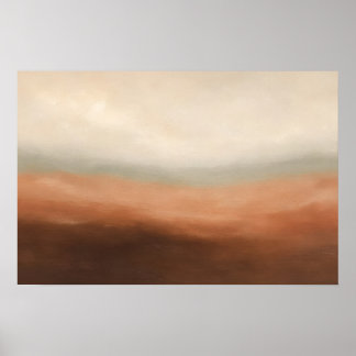 Umber Horizon Soft Earth Bands Poster