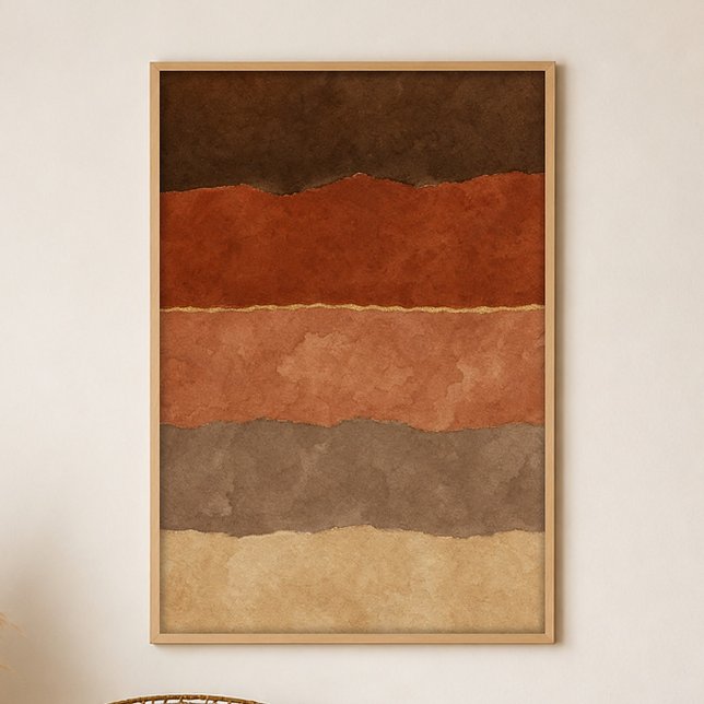 Umber Strata Gouache Boho Art Poster (Shown framed for scale. Poster ships unframed; frames are an optional add-on.)