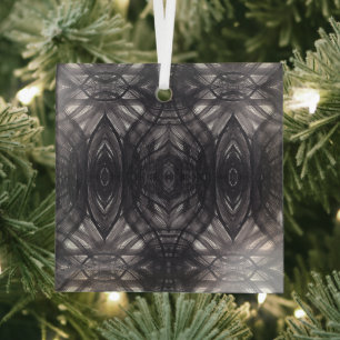 Umbral Black Abstract Watercolor Art Glass Tree Decoration