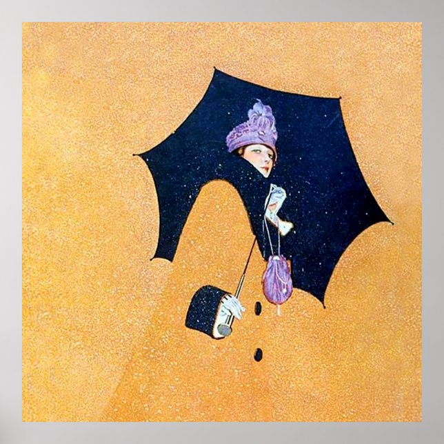 Umbrella and Snow by C Coles Phillips Poster (Front)