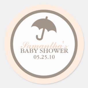 Umbrella Baby Shower Classic Round Sticker