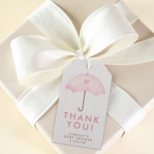 Umbrella Baby Shower Gift Tags (Thank you Gift Tag - Girl Baby Shower)