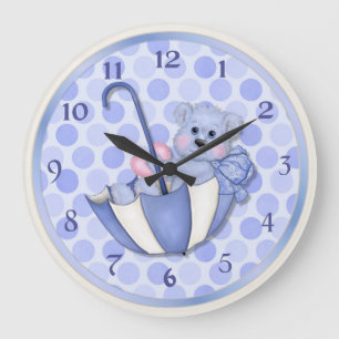 Umbrella Bear Blue - Customise Large Clock