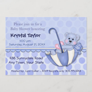 Umbrella Bear Blue - Invitation