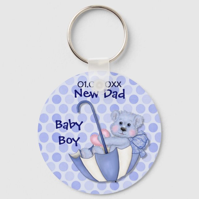 Umbrella Bear - New Dad - Boy Key Ring (Front)