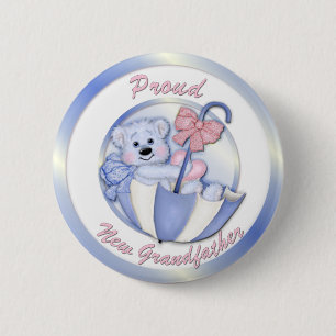 Umbrella Bear - New Grandpa - Boy 6 Cm Round Badge