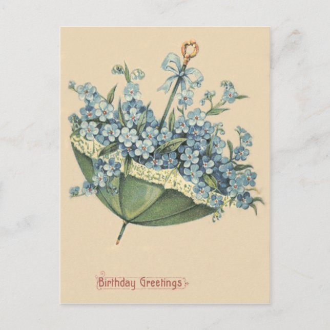 Umbrella Blue Forget-Me-Not Postcard (Front)