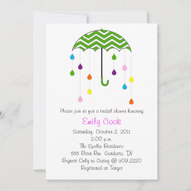 Umbrella Bridal Shower Invitation (Front)