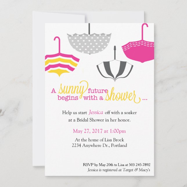 Umbrella Bridal Shower Invitation (Front)