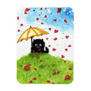 Umbrella Cat Hearts By Bihrle Magnet