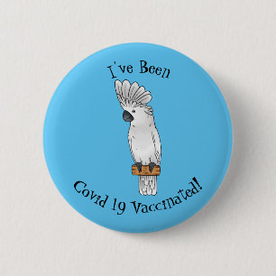 Umbrella cockatoo bird cartoon illustration  6 cm round badge