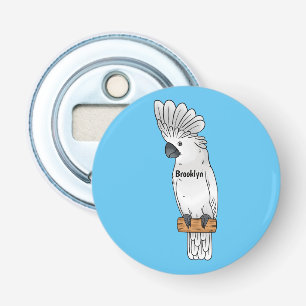 Umbrella cockatoo bird cartoon illustration bottle opener