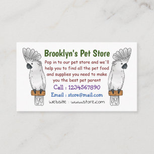 Umbrella cockatoo bird cartoon illustration business card