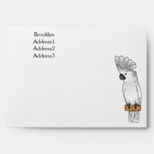 Umbrella cockatoo bird cartoon illustration envelope