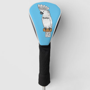 Umbrella cockatoo bird cartoon illustration golf head cover