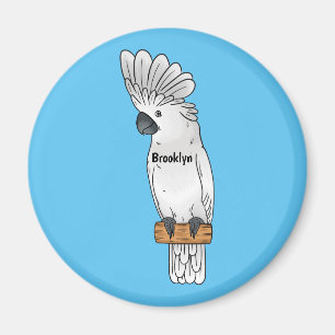Umbrella cockatoo bird cartoon illustration magnet