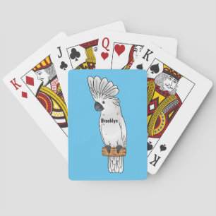 Umbrella cockatoo bird cartoon illustration playing cards