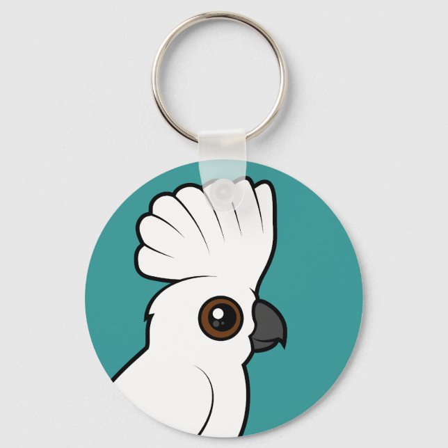 Umbrella Cockatoo (raised) Key Ring (Front)