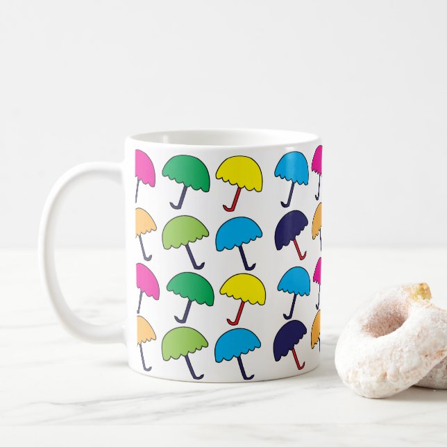 Umbrella Colourful Umbrella  Coffee Mug (With Donut)