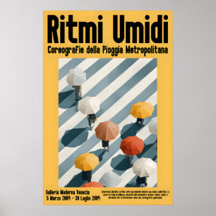 Umbrella Crowd Poster Print Modern Graphic City