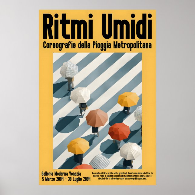 Umbrella Crowd Poster Print  Modern Graphic City (Front)