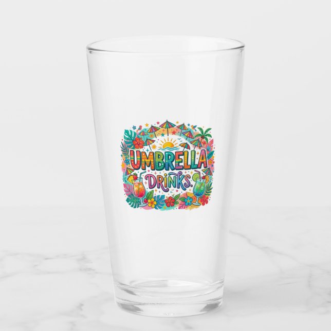 Umbrella Drinks — T-Shirt Design Glass (Front)