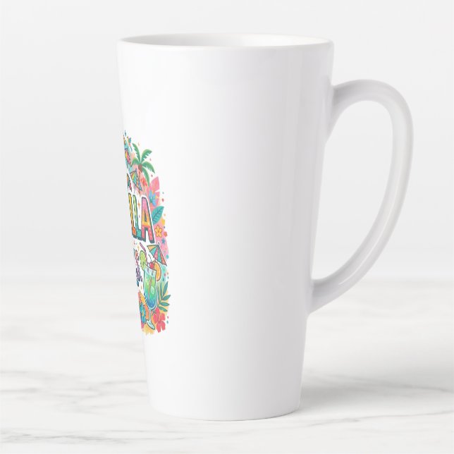 Umbrella Drinks — T-Shirt Design Latte Mug (Right)