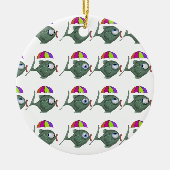 Umbrella Fish Ceramic Tree Decoration (Front)