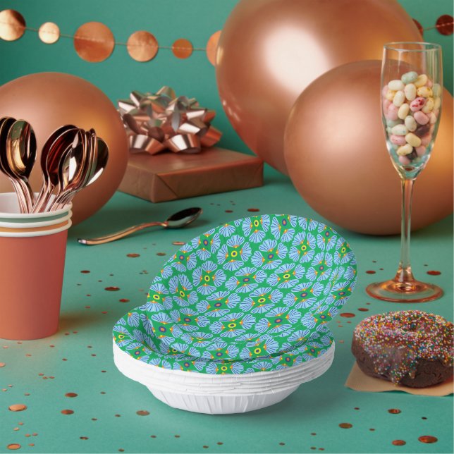Umbrella Flowers Paper Bowls Plate (Multi)