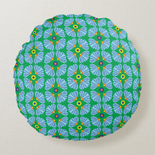 Umbrella Flowers Round Pillow