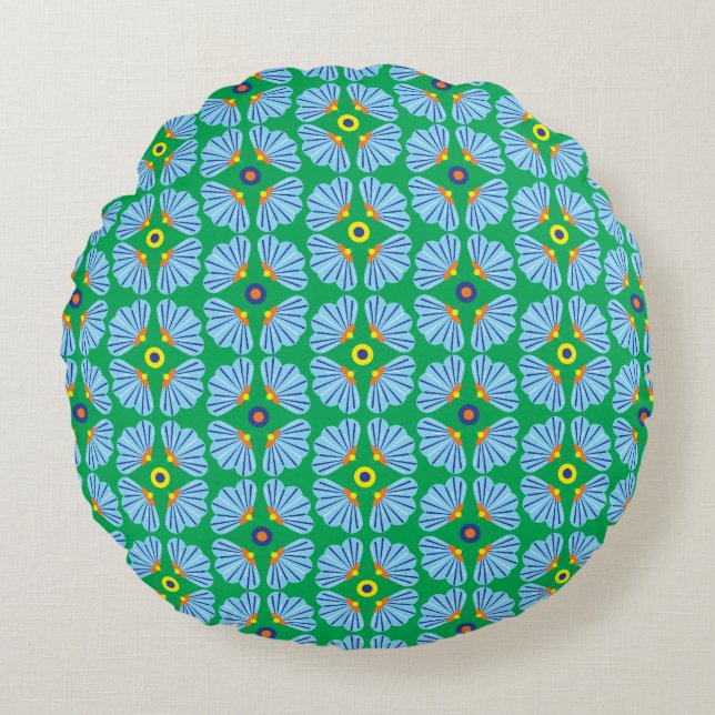 Umbrella Flowers Round Pillow (Front)