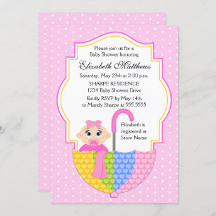 Umbrella Girl Baby Shower Invitation
