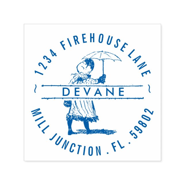 Umbrella Girl Self-Inking Return Address Stamp (Design)