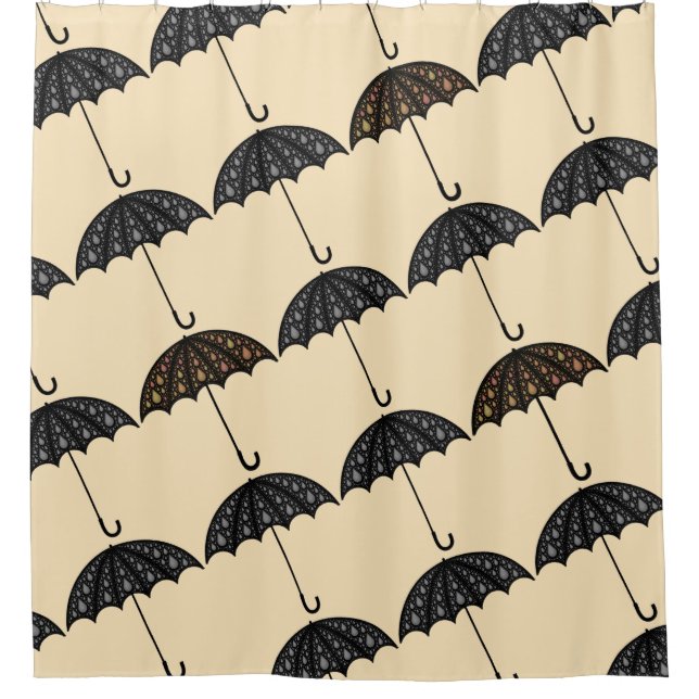 Umbrella Golden Grey Stylistic Shower Curtain (Front)