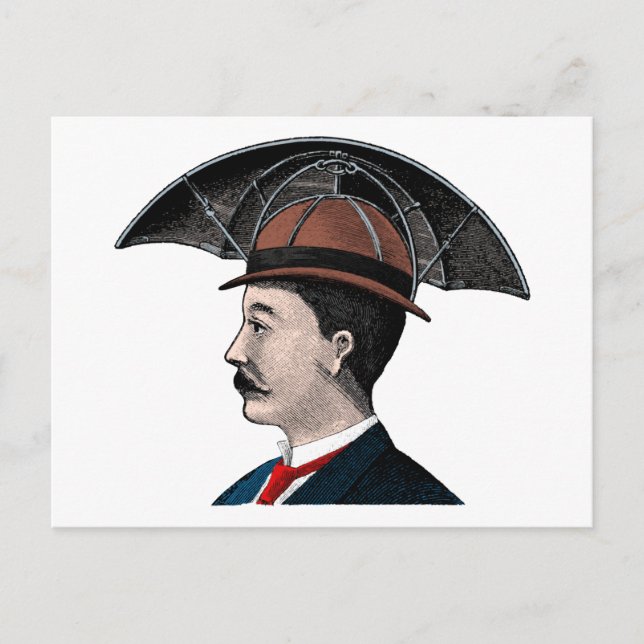 Umbrella Hat - Vintage Illustration Postcard (Front)