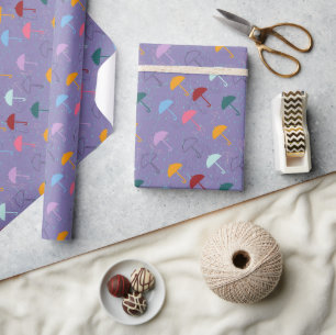 Umbrella in the Rain pattern Wrapping Paper