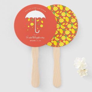 Umbrella Lemons Orange Red Cartoon Baby Shower Hand Fan