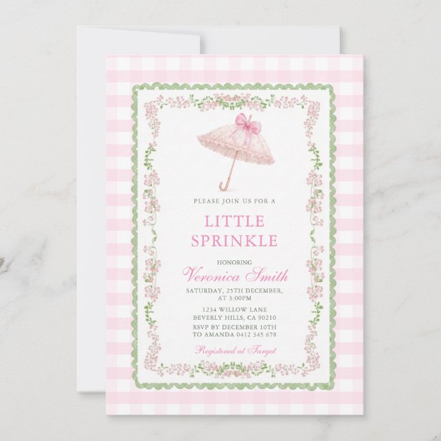 Umbrella Little Sprinkle Baby Shower Invitation (Front)