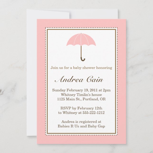Umbrella Pink Invitation (Front)