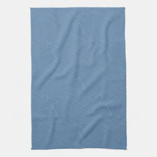 Umbrella Rain Faux Embroidery Stitches Pale Blue Tea Towel