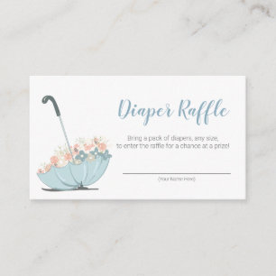 Umbrella with Flowers Boy Diaper Raffle Ticket Enclosure Card