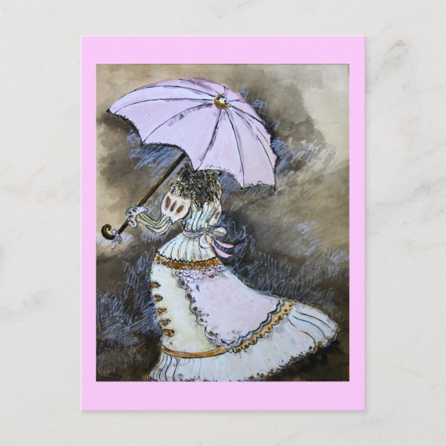 Umbrella woman postcard (Front)