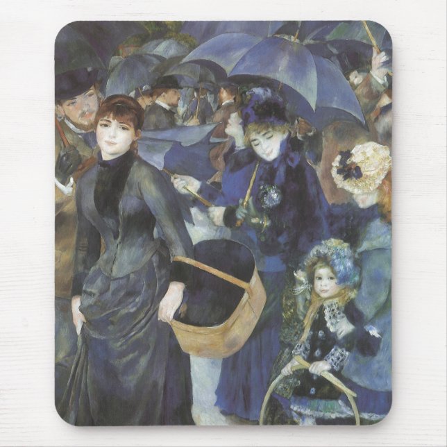 Umbrellas by Pierre Renoir, Vintage Impressionism Mouse Pad (Front)