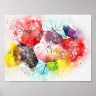 Umbrellas  Colourful Abstract Poster