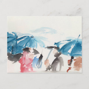 Umbrellas detail Original watercolors Postcard 2